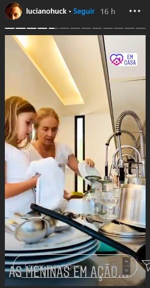 Angélica e Eva nos stories de Luciano Huck