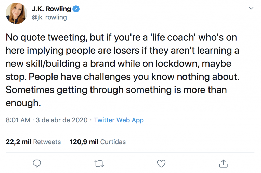 tuíte JK Rowling