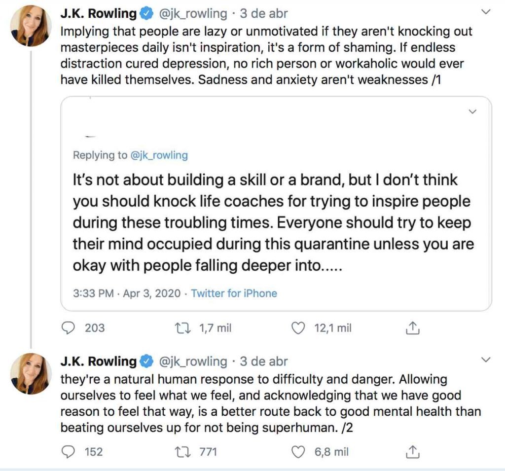 tuíte JK Rowling