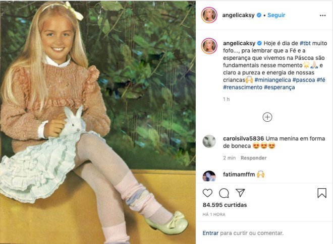 Angelica relembra momento da infancia