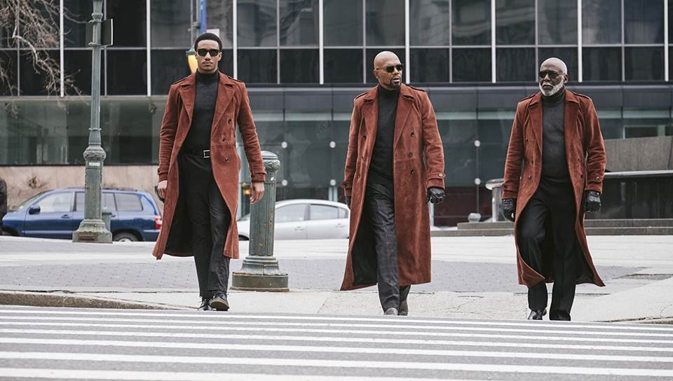 Samuel L. Jackson, Richard Roundtree, e Jessie T. Usher em Shaft