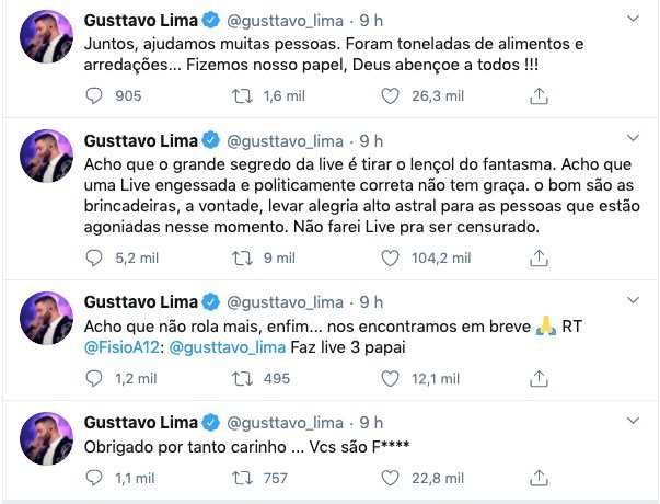 Gusttavo Lima usou as redes sociais para desabafar