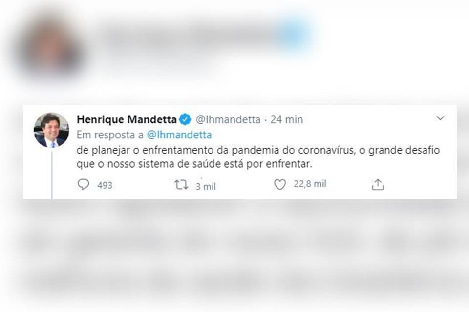 Tuíte de Mandetta sobre sua demissão