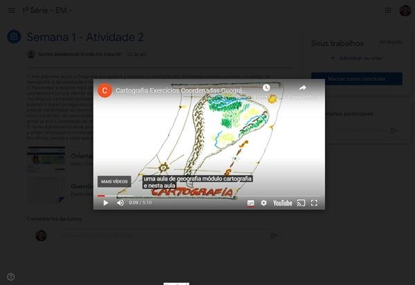 Imagens da plataforma digital da Secretaria de Educação