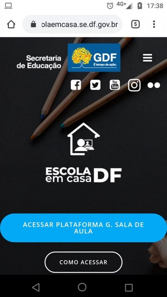Imagens da plataforma digital da Secretaria de Educação