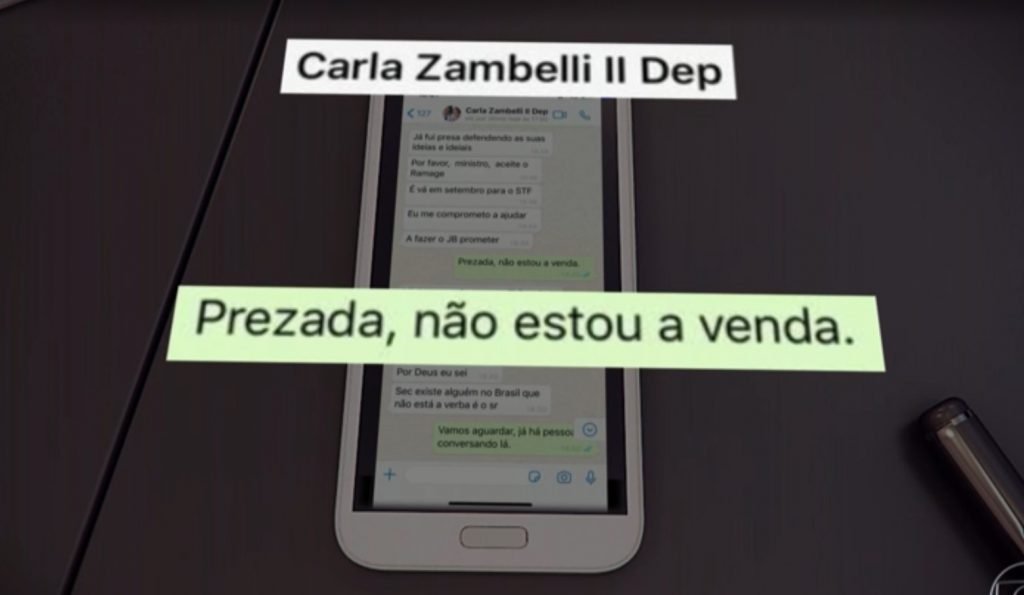 Mensagens trocadas por Moro com a deputada federal Carla Zambelli