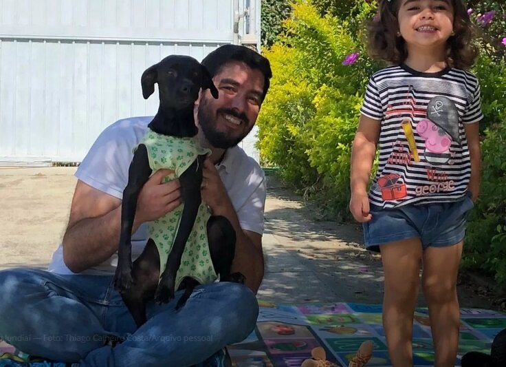 Família adota cachorro na quarentena