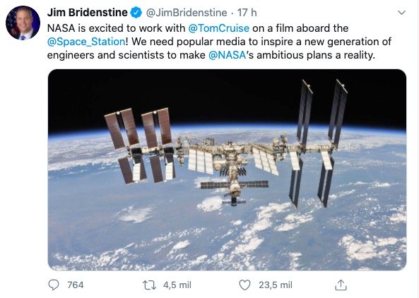 Nasa confirma filme no espaço com Tom Cruise