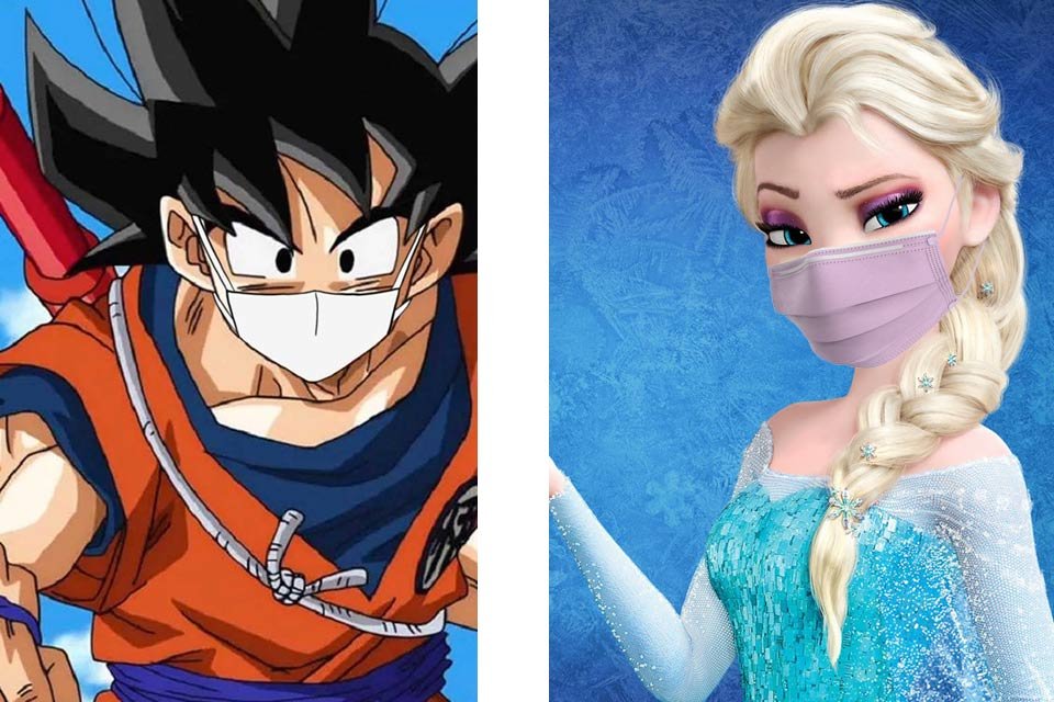 Goku e Elza de máscara