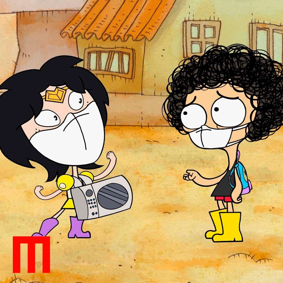 Lara e Irmão do Jorel de máscara