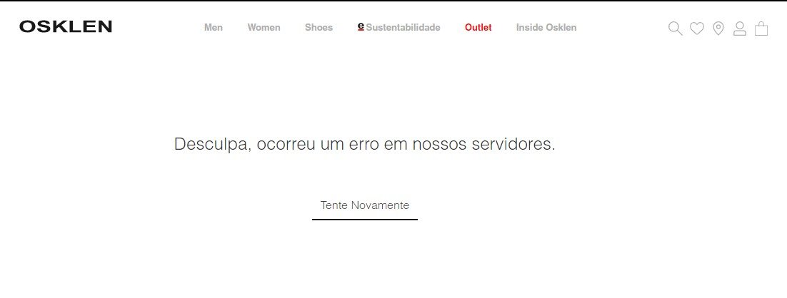 print de e-commerce com erro