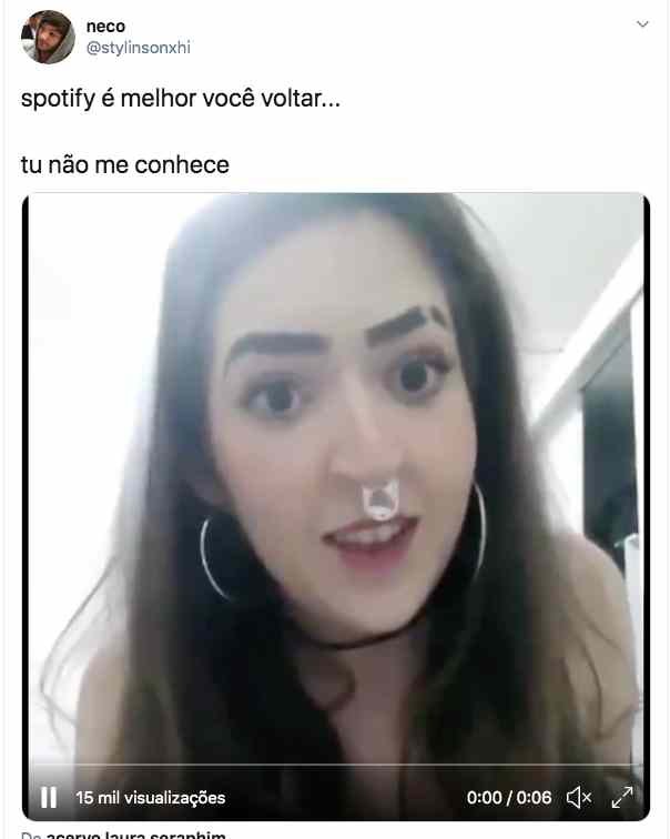Tweet sobre o Spotify