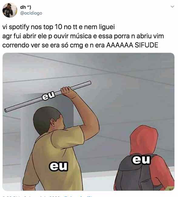 Tweet sobre o Spotify