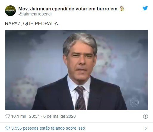 Tweet sobre discurso de William Bonner