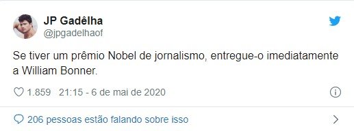 Tweet sobre discurso de William Bonner