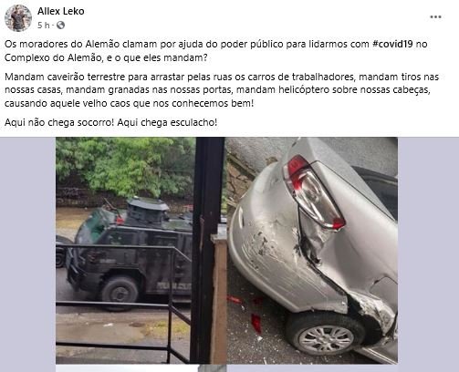 Publicação no facebook