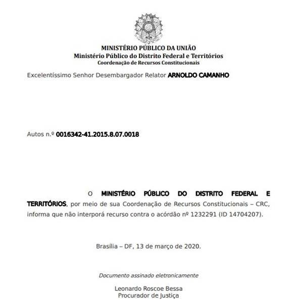 MPDFT diz à Justiça que não recorrerá contra acórdão que absolveu Agnelo Queiroz (PT)