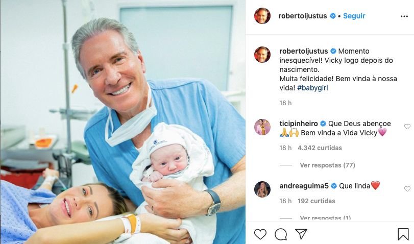 Ticiane Pinheiro comenta a foto de Roberto Justus