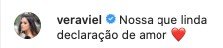 Comentário no Instagram de Vera Viel