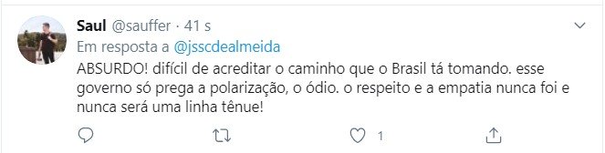 Tweet sobre vídeo de cinegrafista da Globo agredido