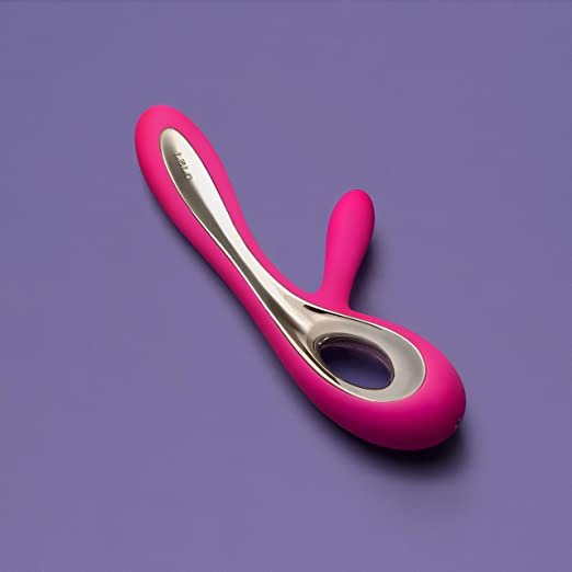 Vibrador rosa com estimulador anal