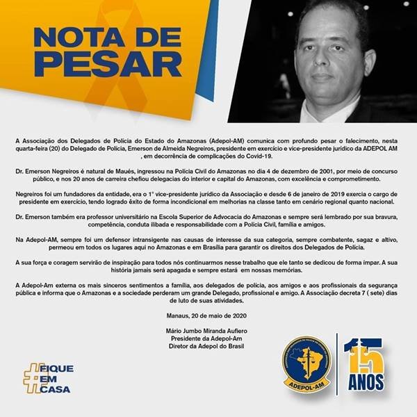 Nota de pesar da Adepol-AM