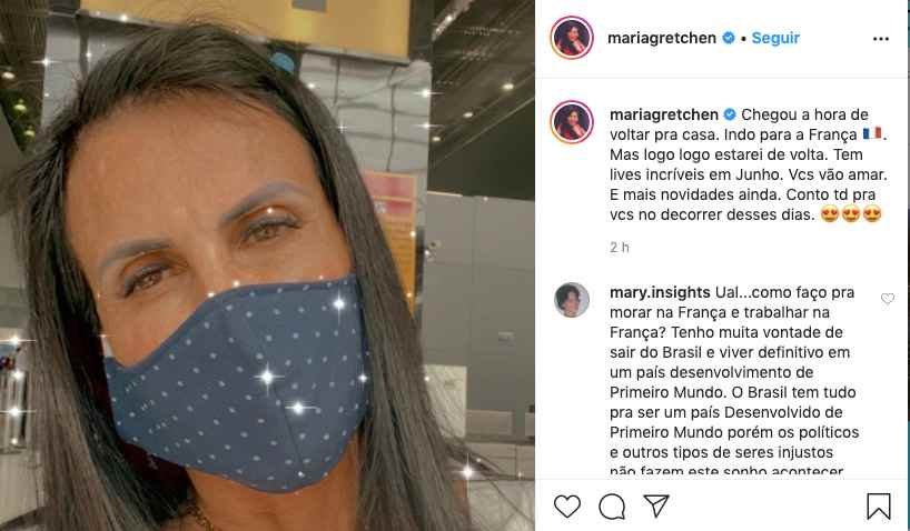 Gretchen em aeroporto