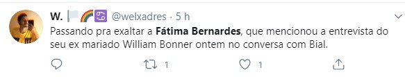 Tweet sobre Fátima Bernardes