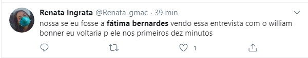 Tweet sobre Fátima Bernardes