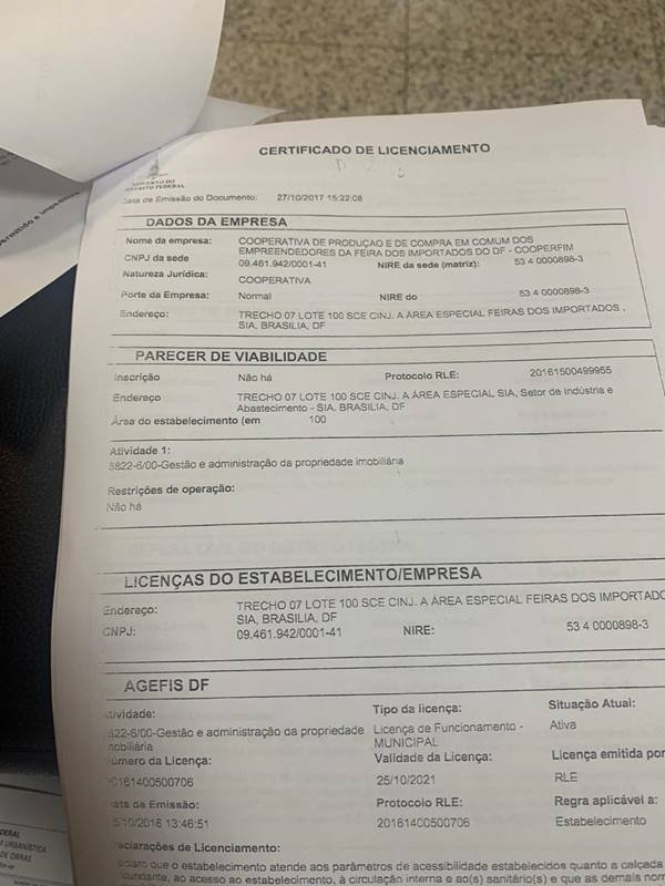 Licença de Funcionamento da Feira dos Importados
