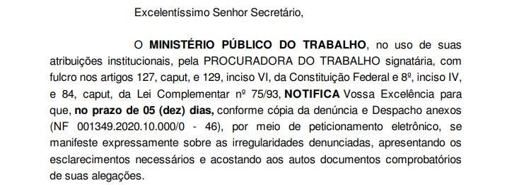 Ministério Público do Trabalho investiga falta de segurança a servidores durante pandemia