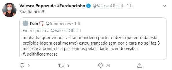 Tweet de Valesca Popozuda