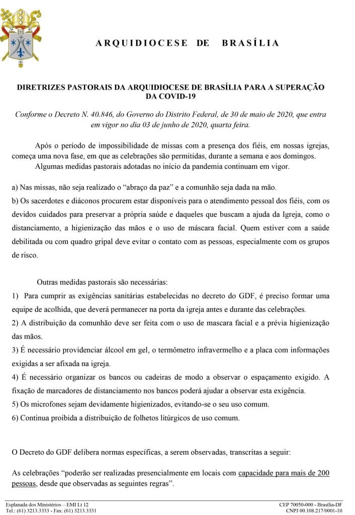 Nota Arquidiocese Brasília