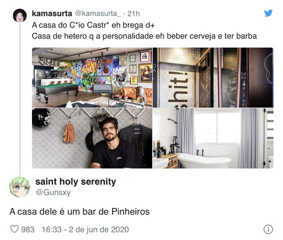 post do twitter sobre caio castro