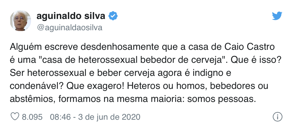post do twitter sobre caio castro