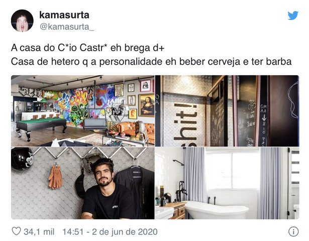 post do twitter sobre caio castro
