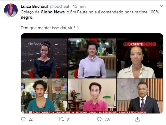 Tweet sobre GloboNews