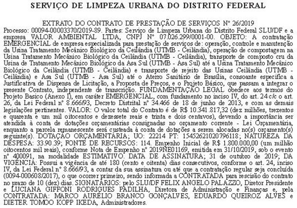 Extrato DODF 19/11/2019