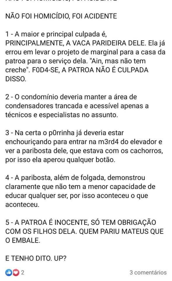 Post em rede social ligado ao movimento childfree