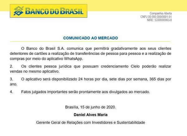 Comunicado ao Mercado do Banco do Brasil