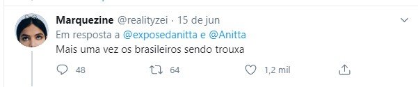 Tweet sobre exposed Anitta