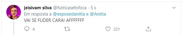 Tweet sobre exposed Anitta