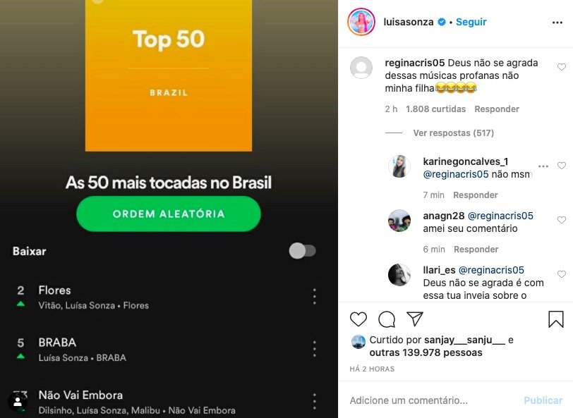 Luisa Sonza rebate seguidora