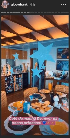 decoração café da manhã da Titi filha da Giovanna Ewbank e do Bruno Gagliasso