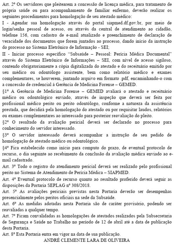 GDF exame e atestado liberam servidor assintomático com Covid19