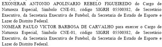 Nomeações no DODF