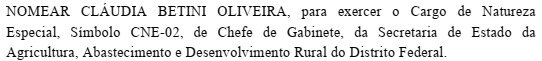 Nomeações no DODF