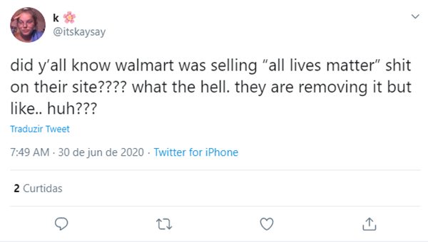 Internauta critica camisetas vendidas pela Walmart no Twitter