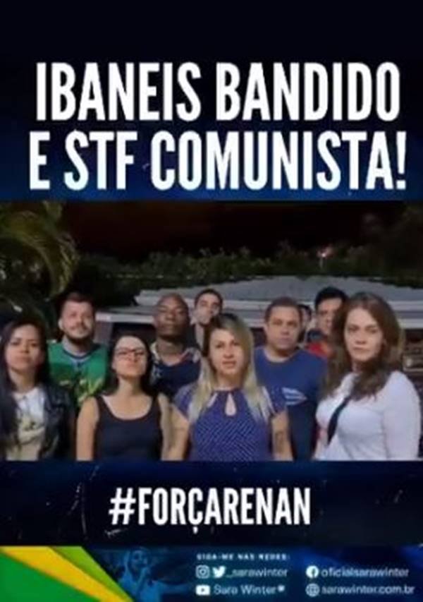 A ação de indenização por danos morais diz que Sara Winter chamou Ibaneis de bandido, o que configura