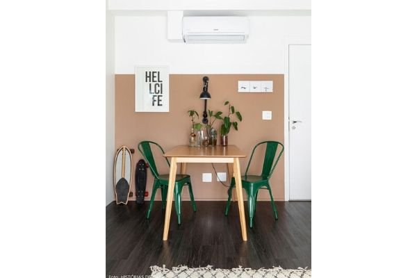 Meia parede pintada na decor, parede meia cor marrom